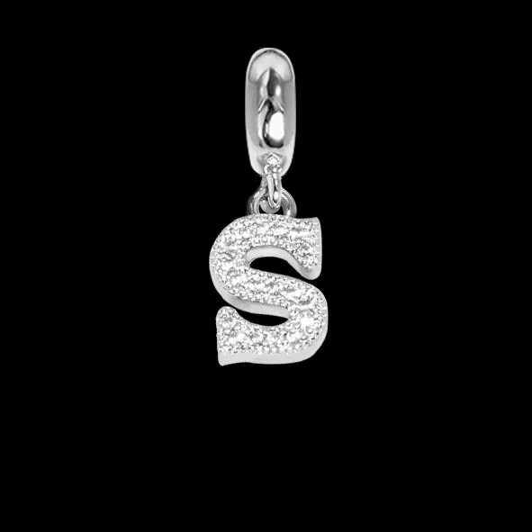 Charm con lettera S in zirconi