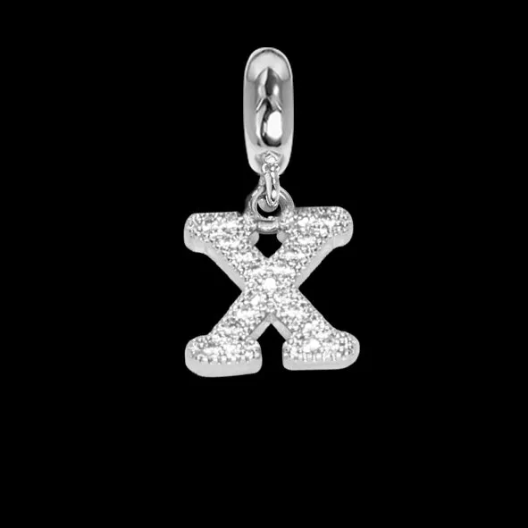 Charm con lettera X in zirconi