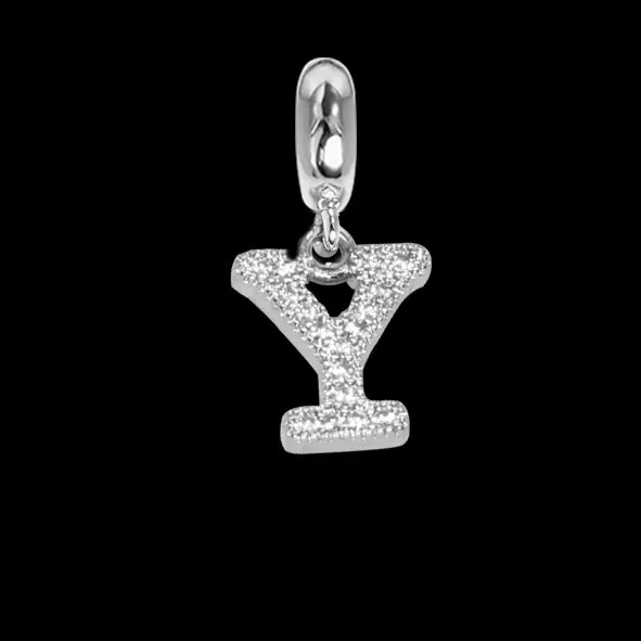 Charm con lettera Y in zirconi