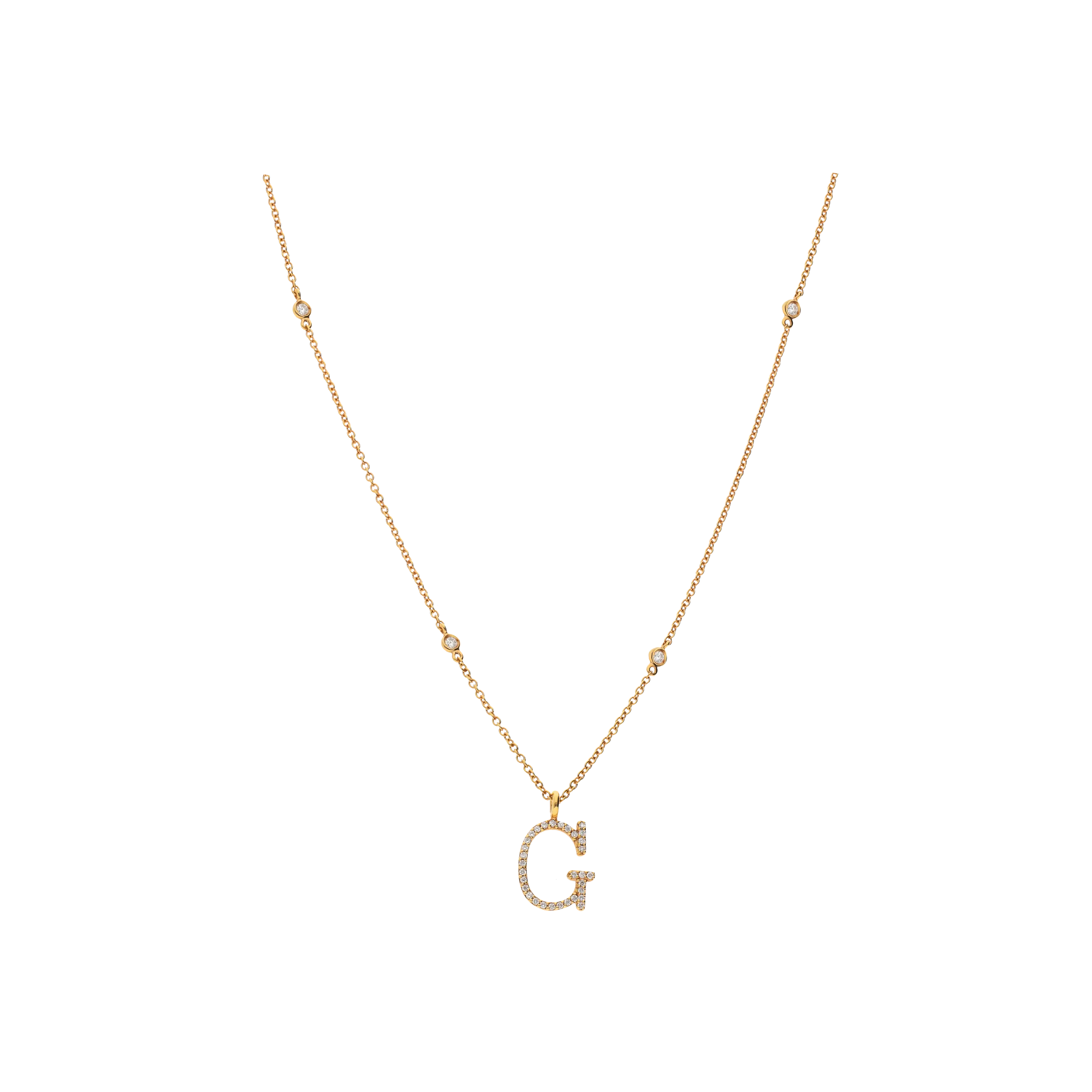 COLLANA IN ORO ROSA E DIAMANTI CON CIONDOLO LETTERA G IN PAVÈ DI DIAMANTI - VN20969DP