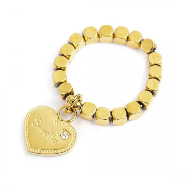 Anello Marlù Donna elastico con pendente cuore Sorella PVD Oro