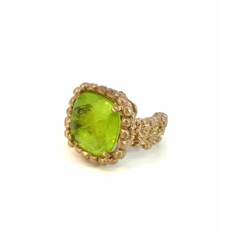 Anello Aperto Argento Dorato Cristallo Lime ANM62-9A