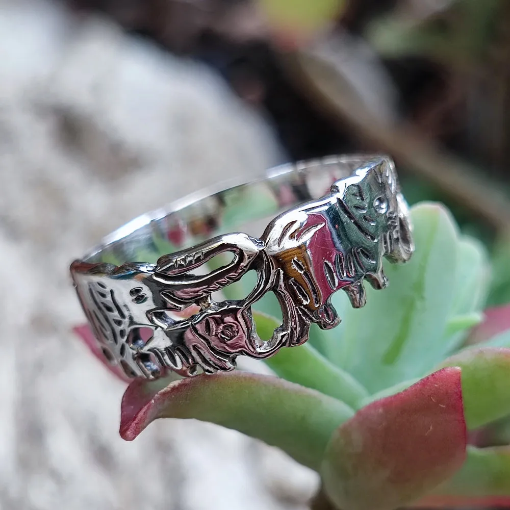 Handgefertigter RING mit Elefanten aus 925er Silber - GOAN