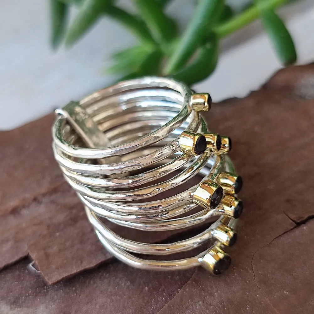 925 Silver Multi-Band Ring with Stone - PACHOD