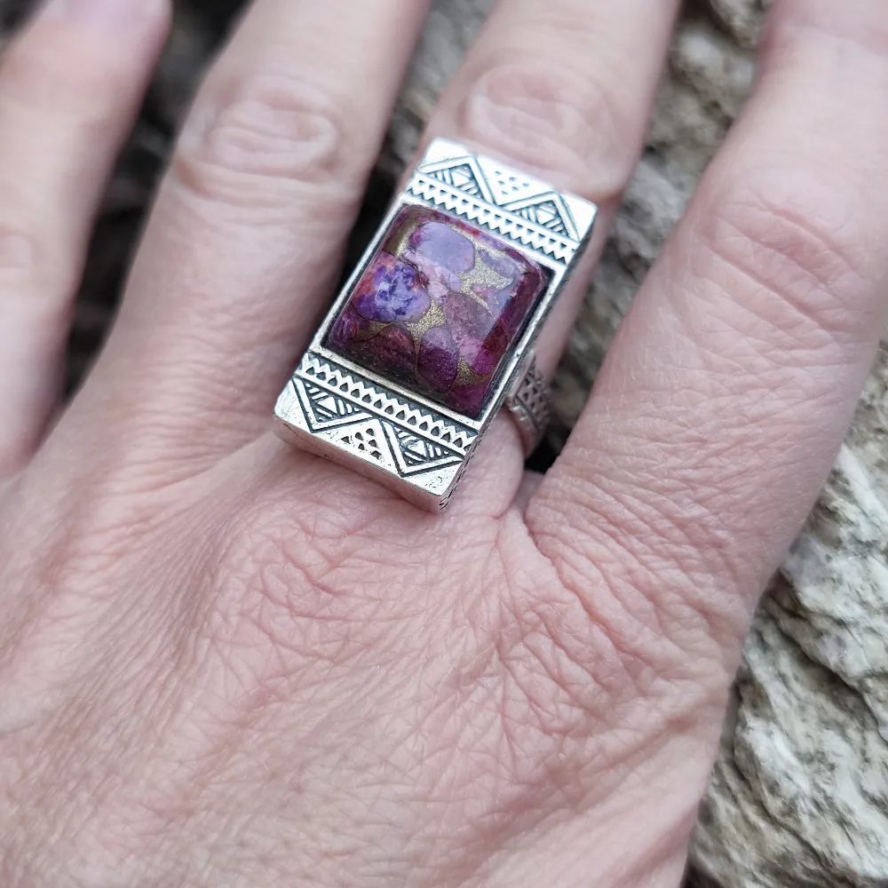 Ethnischer Ring aus 925er Silber mit Stein - CHIPLI