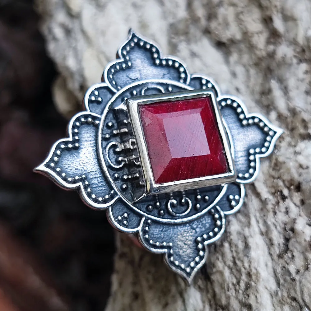 Ethnischer Ring mit Stein aus 925er Silber - EKDORI