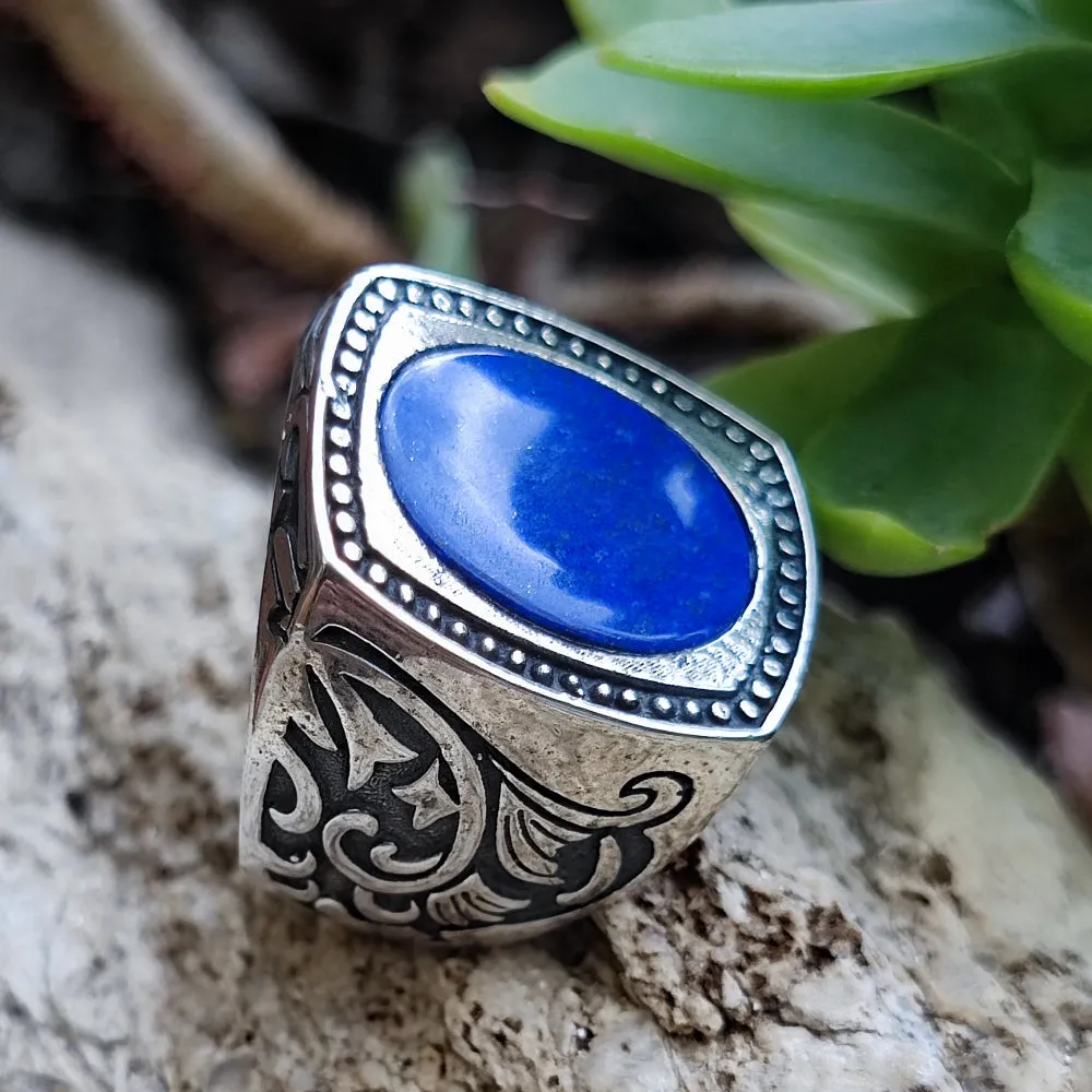 Ethnischer Ring aus 925er Silber mit Stein - GAMPAPULI