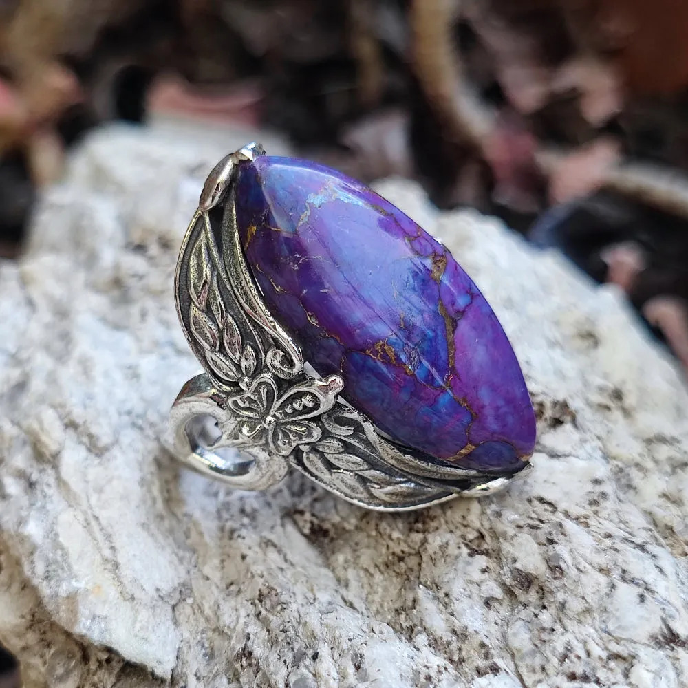 Ethnischer Ring aus 925er Silber mit Stein – GYARAM