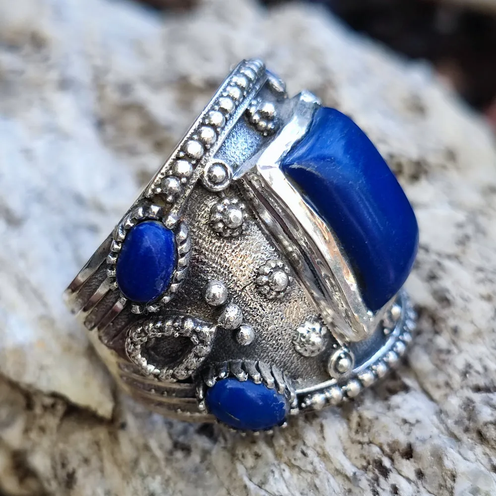 Ethnischer Ring aus 925er Silber mit Stein - HARUR