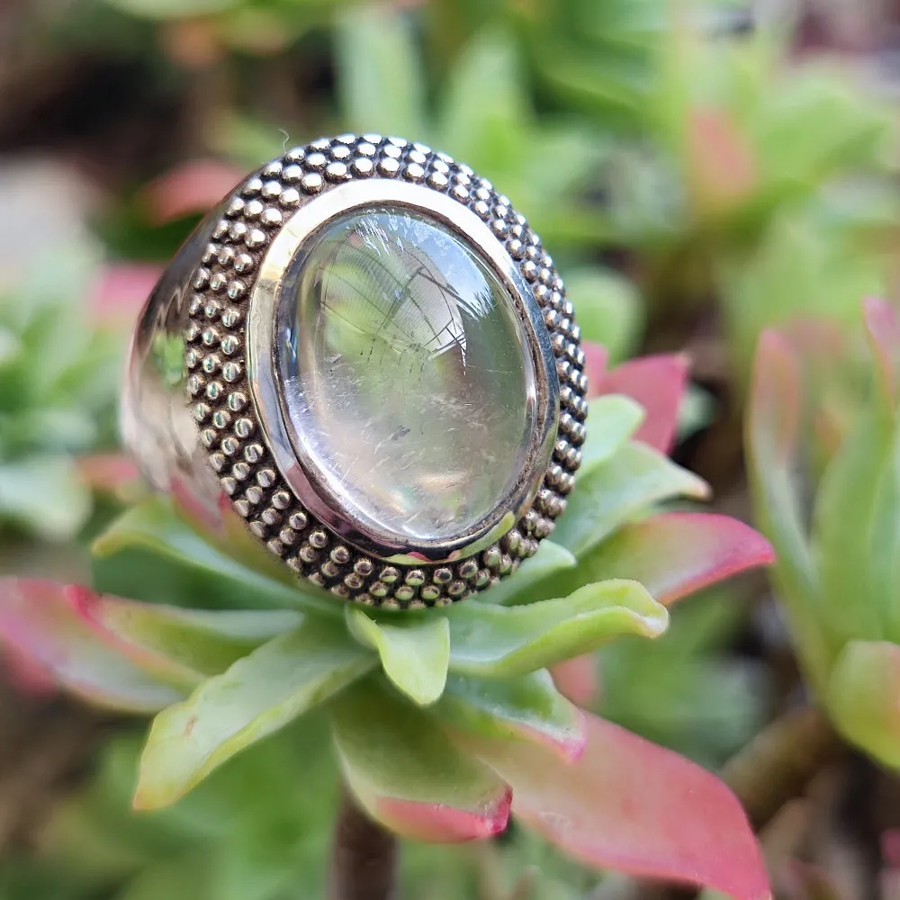 Ethnischer Ring aus 925er Silber mit Rosenquarz – JAIPUR