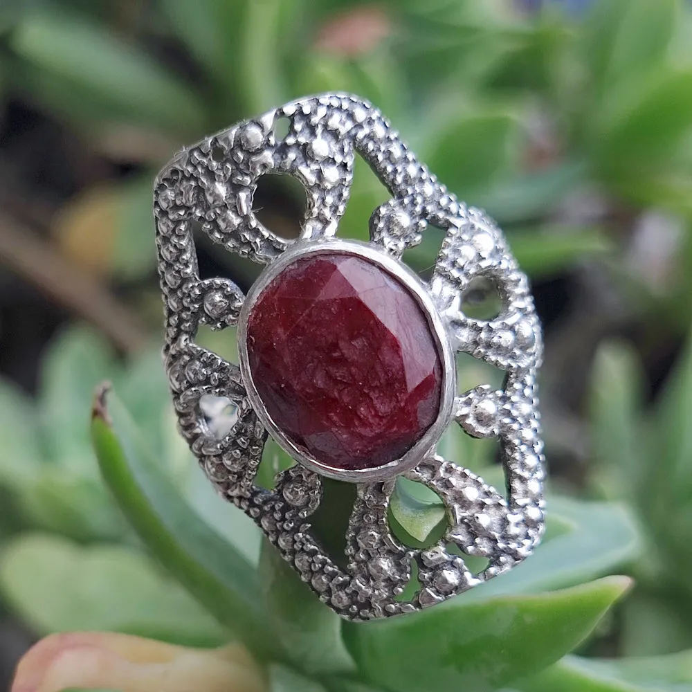 Ethnischer Ring mit Stein aus 925er Silber – KACHOLLA