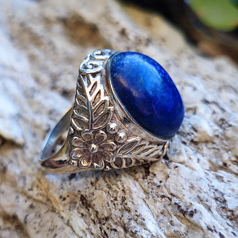 Ethnischer Ring aus 925er Silber mit Stein - MADARI