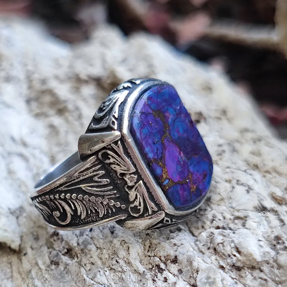 Ethnischer Ring aus 925er Silber mit Stein - PANAPAKAM