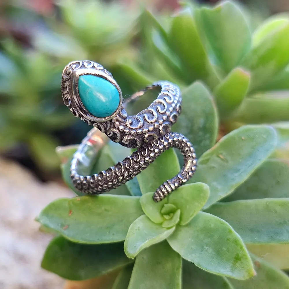 925er Silberring mit Stein und Schlangen - PAPAUNDH