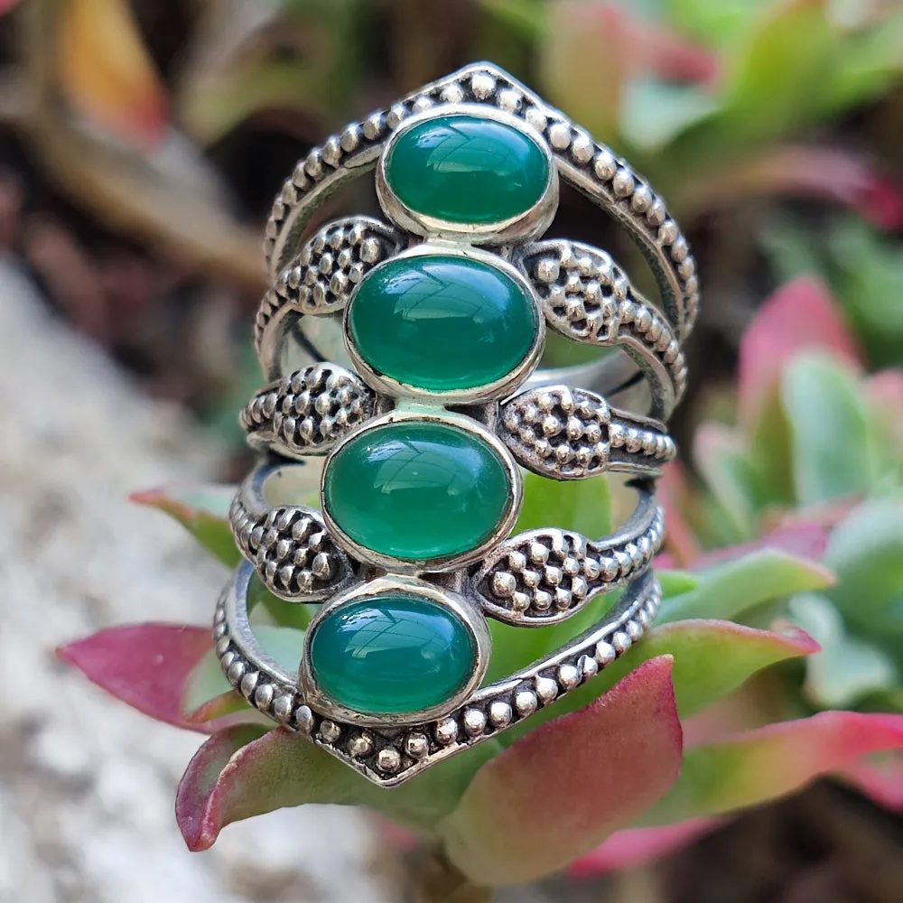 Ethnischer Ring mit Stein aus 925er Silber - REGULLU