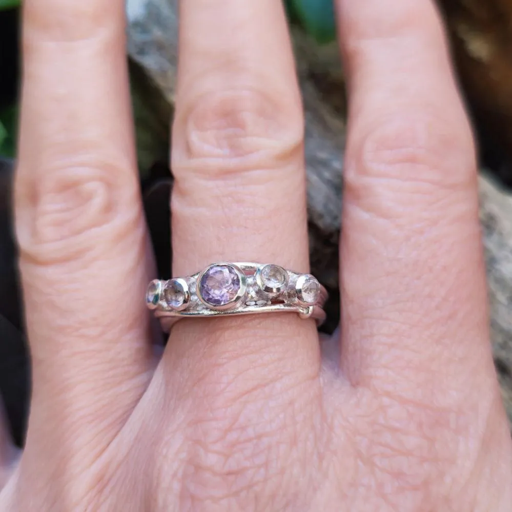 Ethnic ring with stone in 925 silver - TINGIRIA