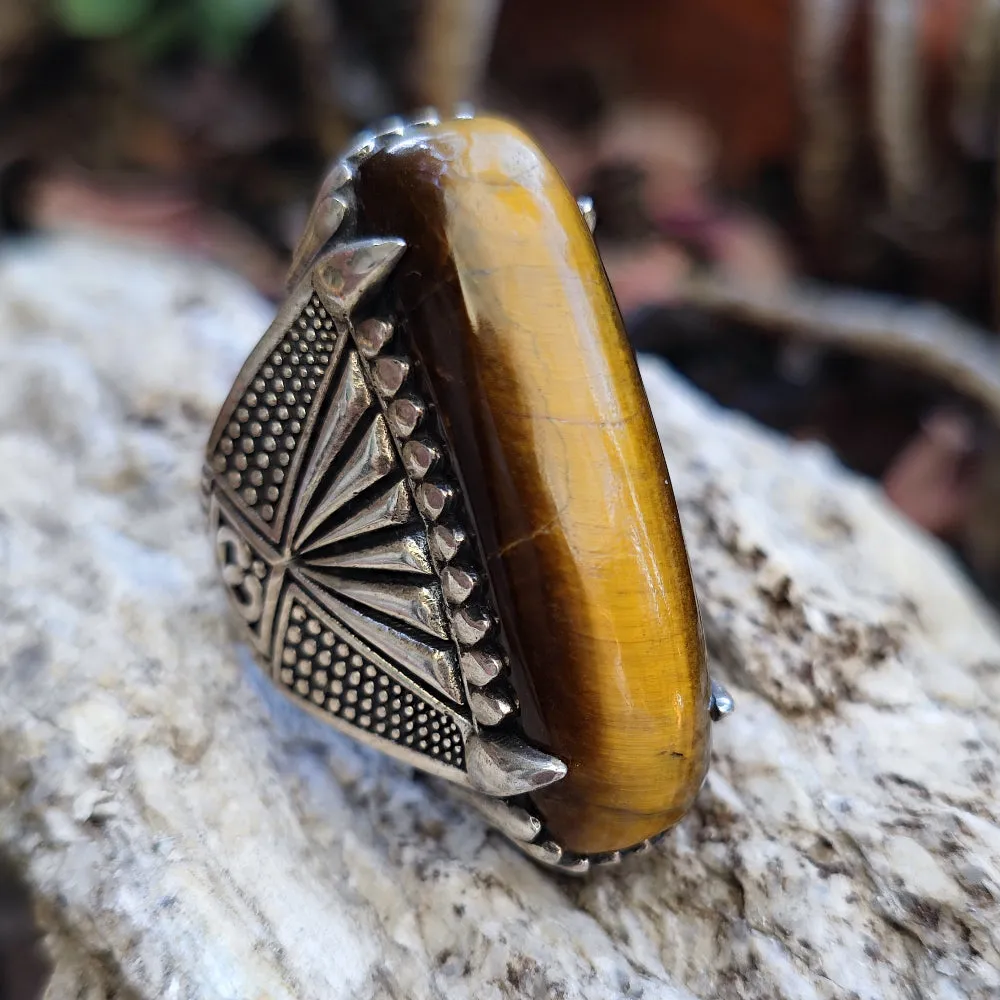 Ethnischer Ring mit Stein aus 925er Silber - VAZHAPADI