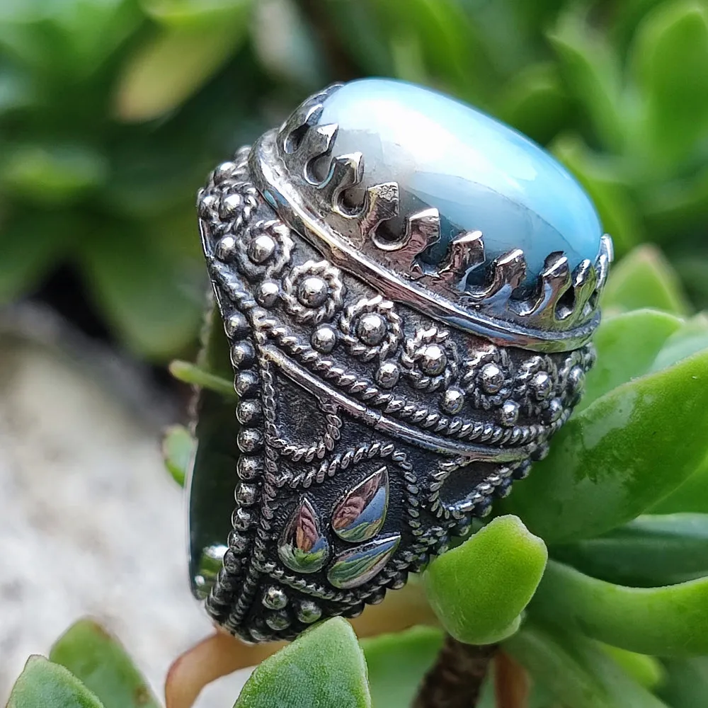 Ethnischer Ring mit Stein aus 925er Silber - ANJARLE