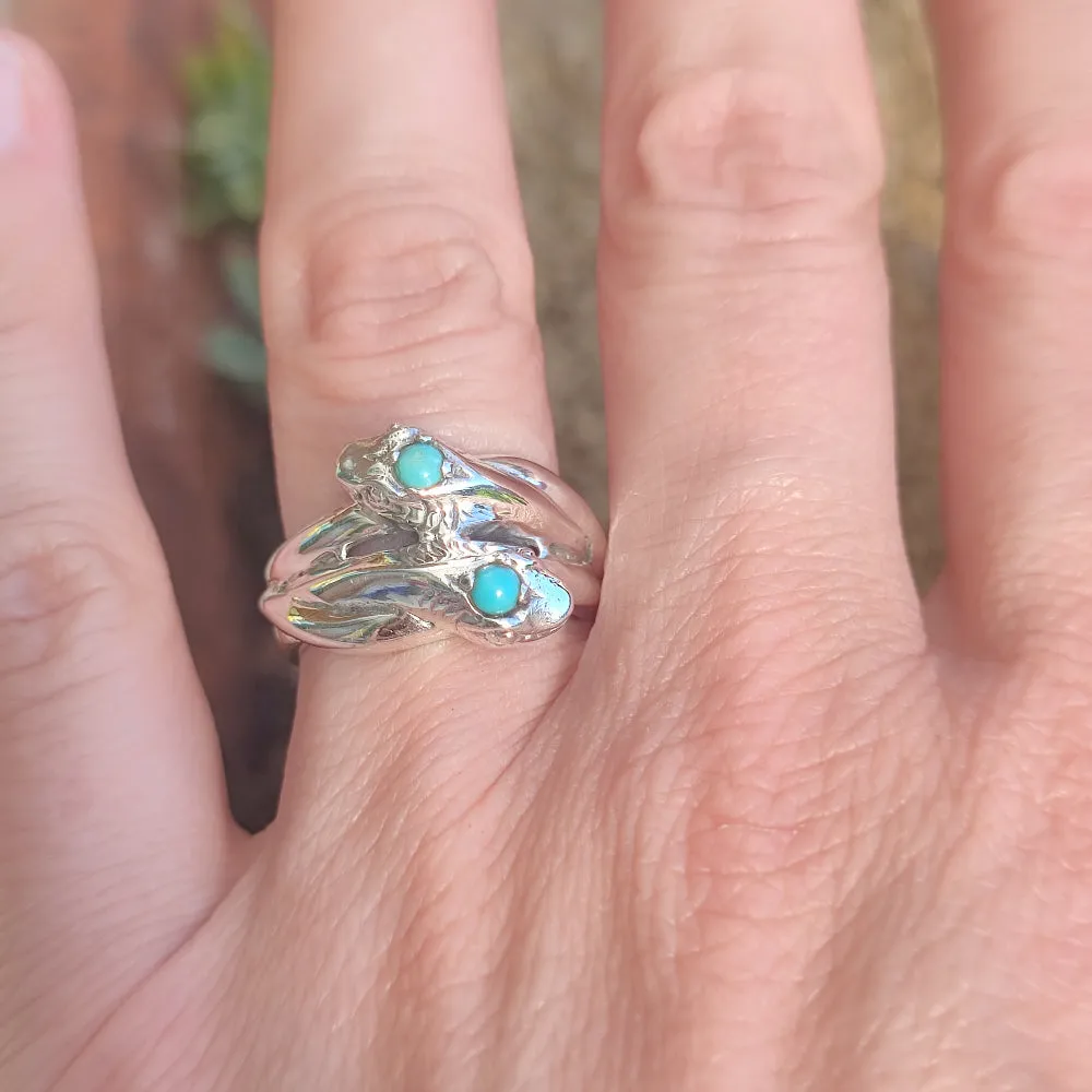 925 Silver Ring with Stone and Snakes - PHANDA