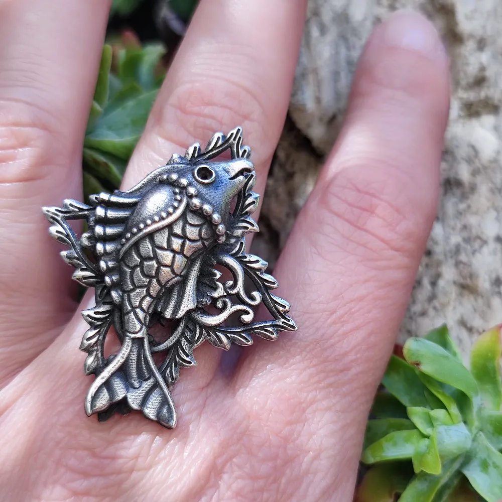 Antique Silver Fish Ring - PARAWA