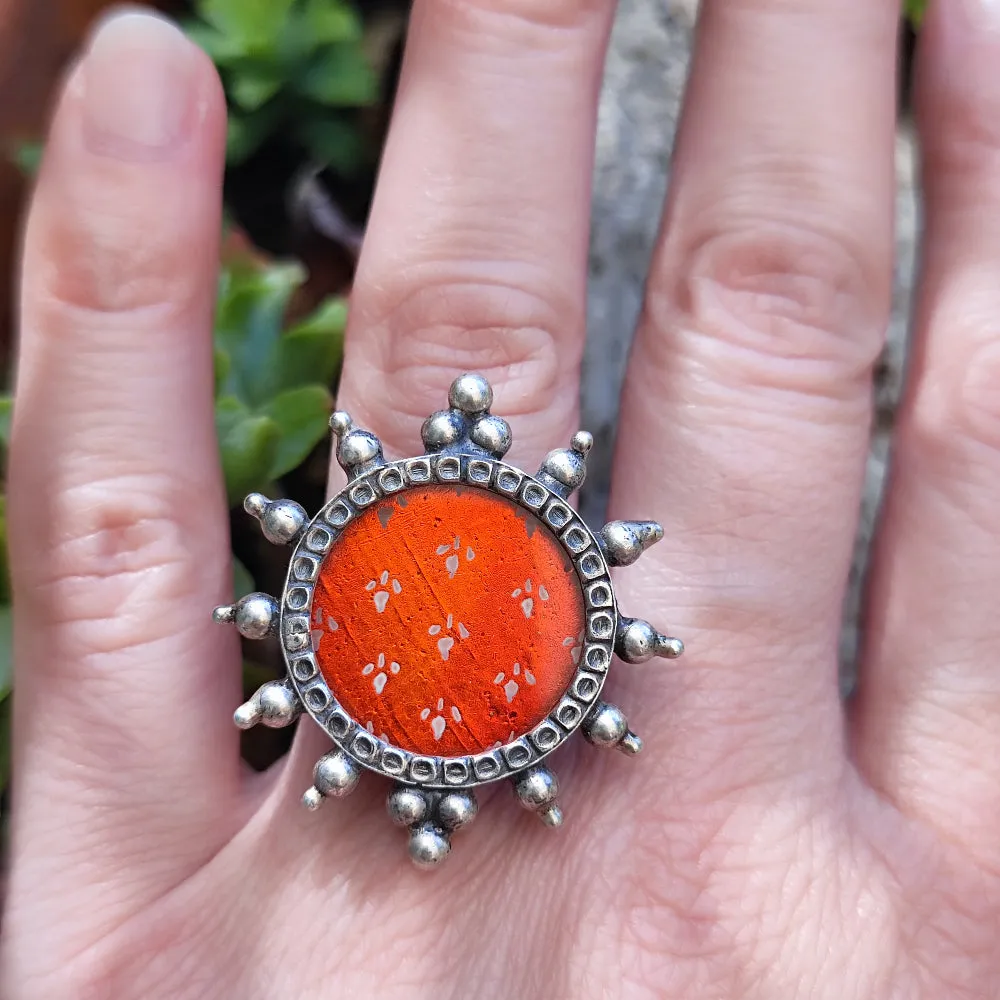 Antique silver and glass ring - GUDIPADAR