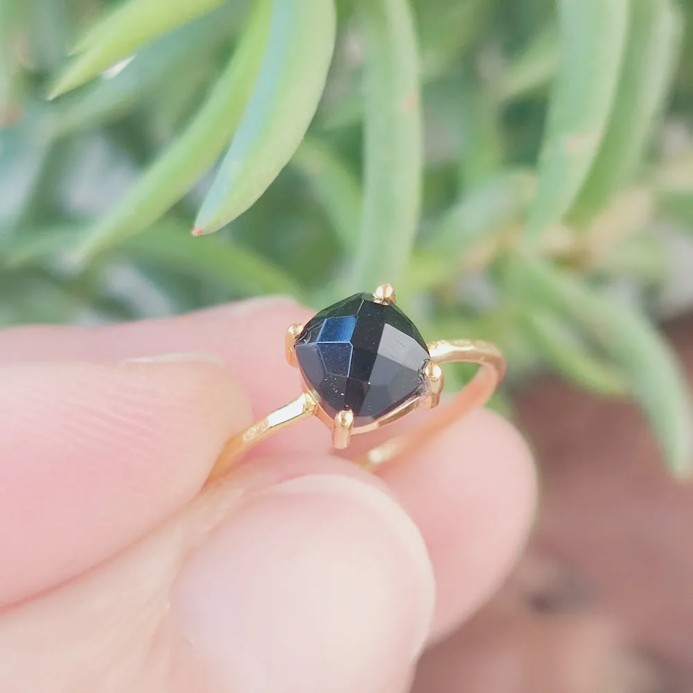 925 Silver Gold Ring with Stone - SIMILIPAL