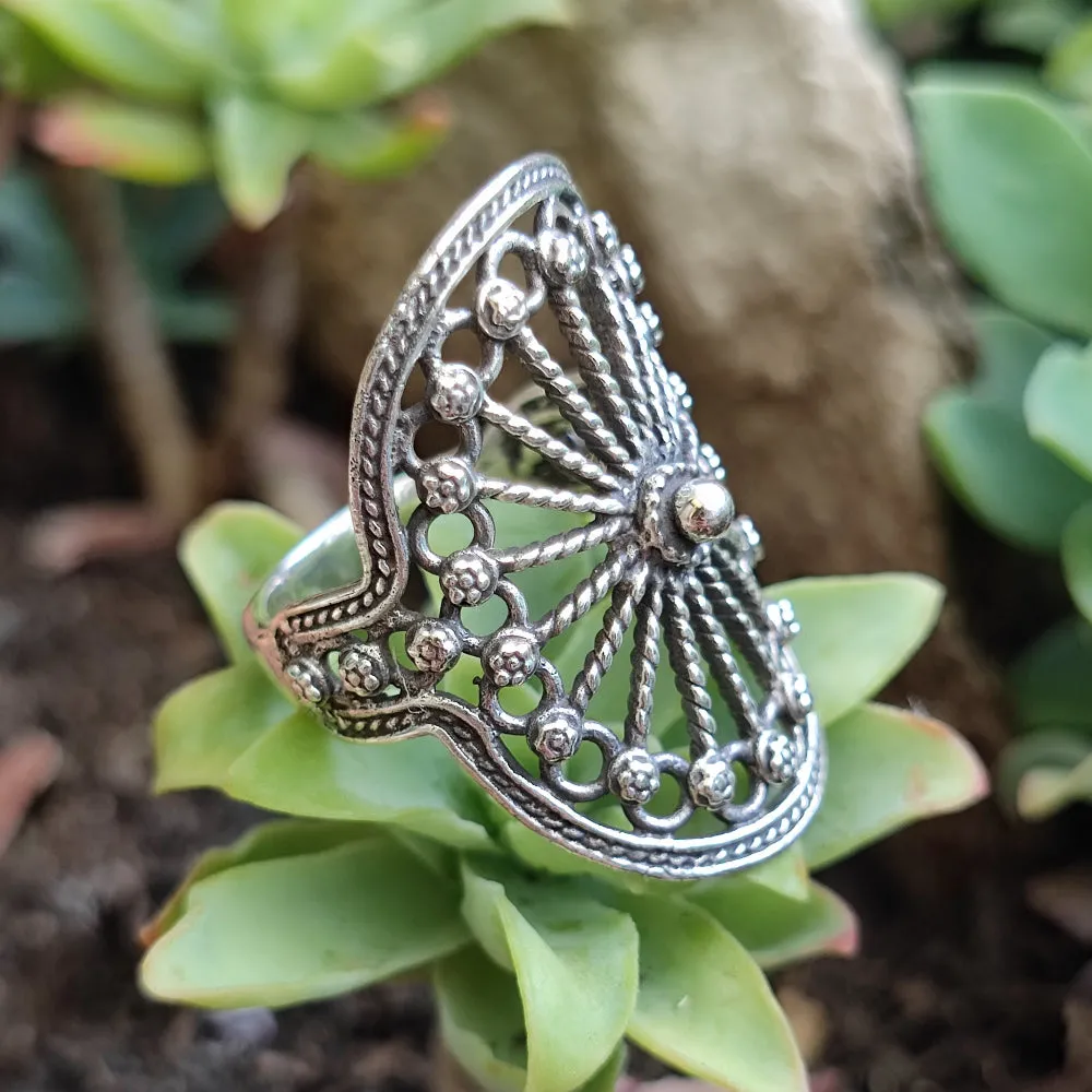 High Ethnic Ring in 925 Silver - PURWA