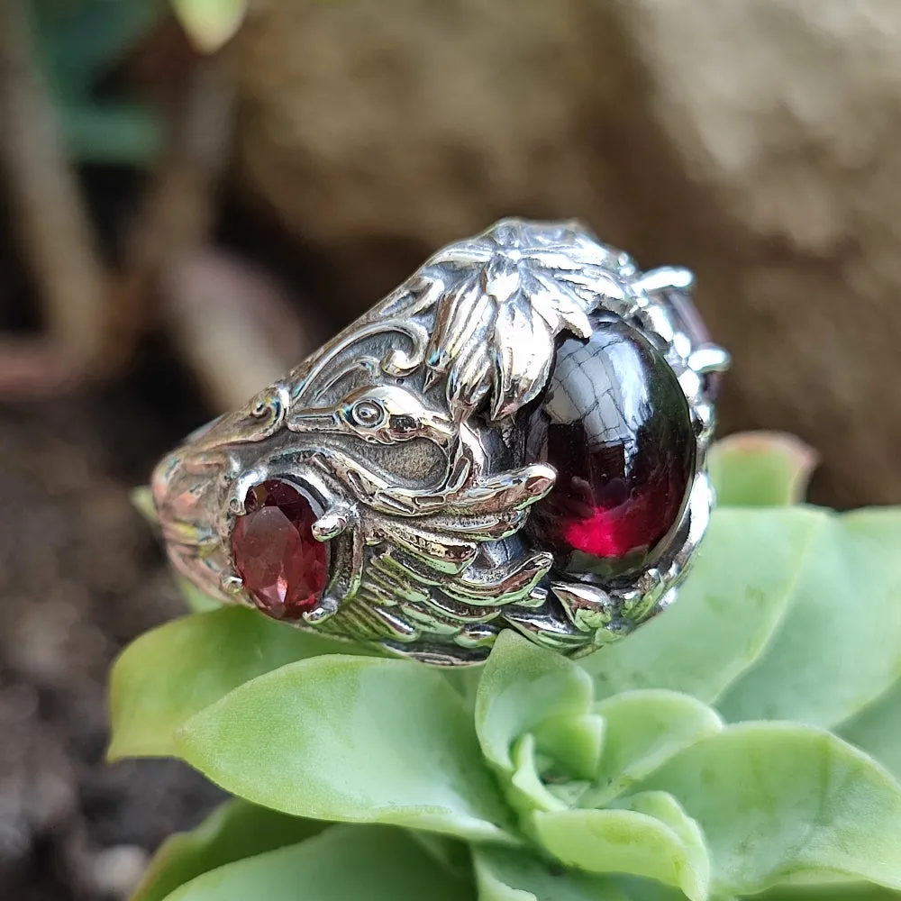 Ethnic ring with stone in 925 silver - CHANDLA