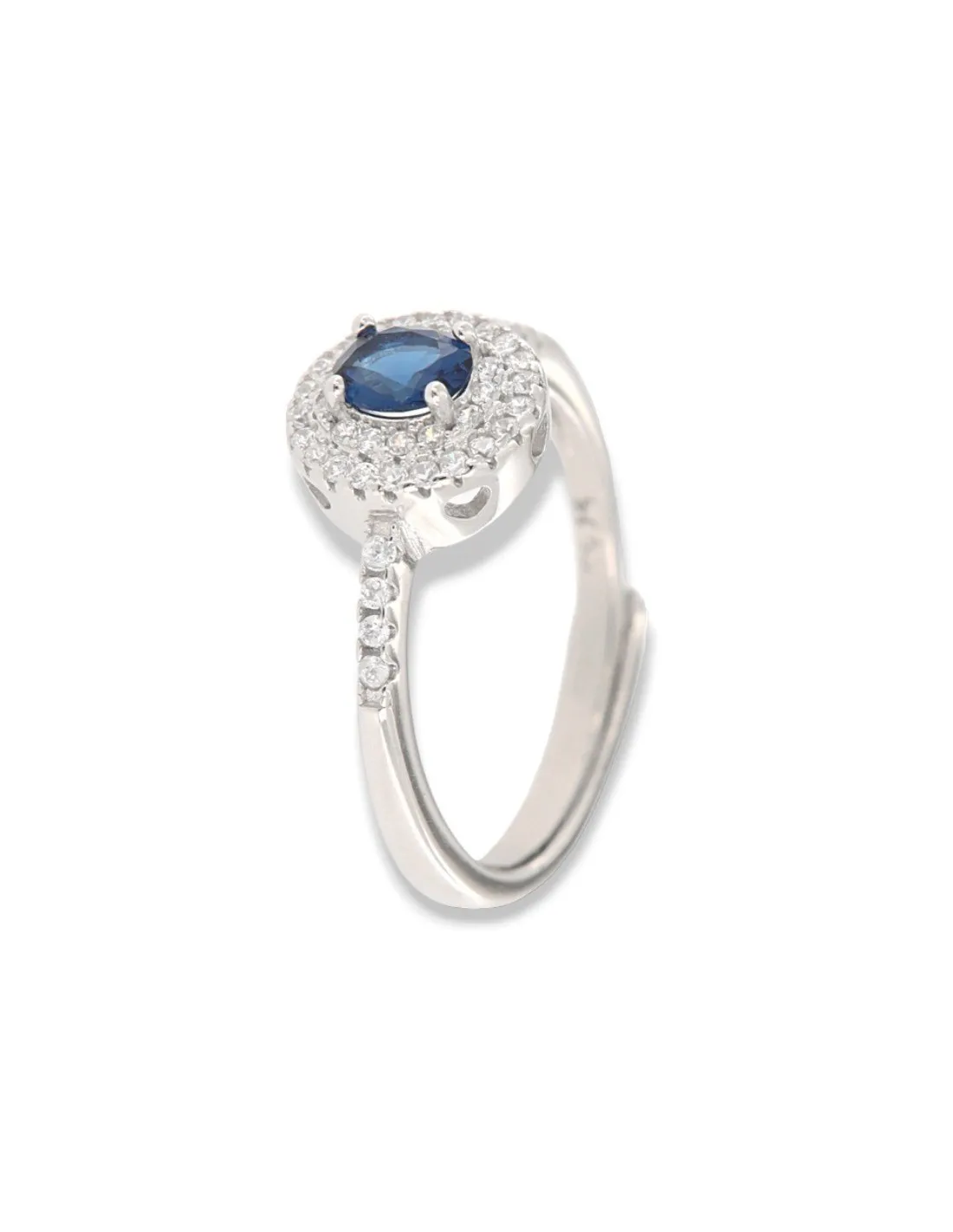 Anello Argento Rodiato Principessa Blu 5x4MM