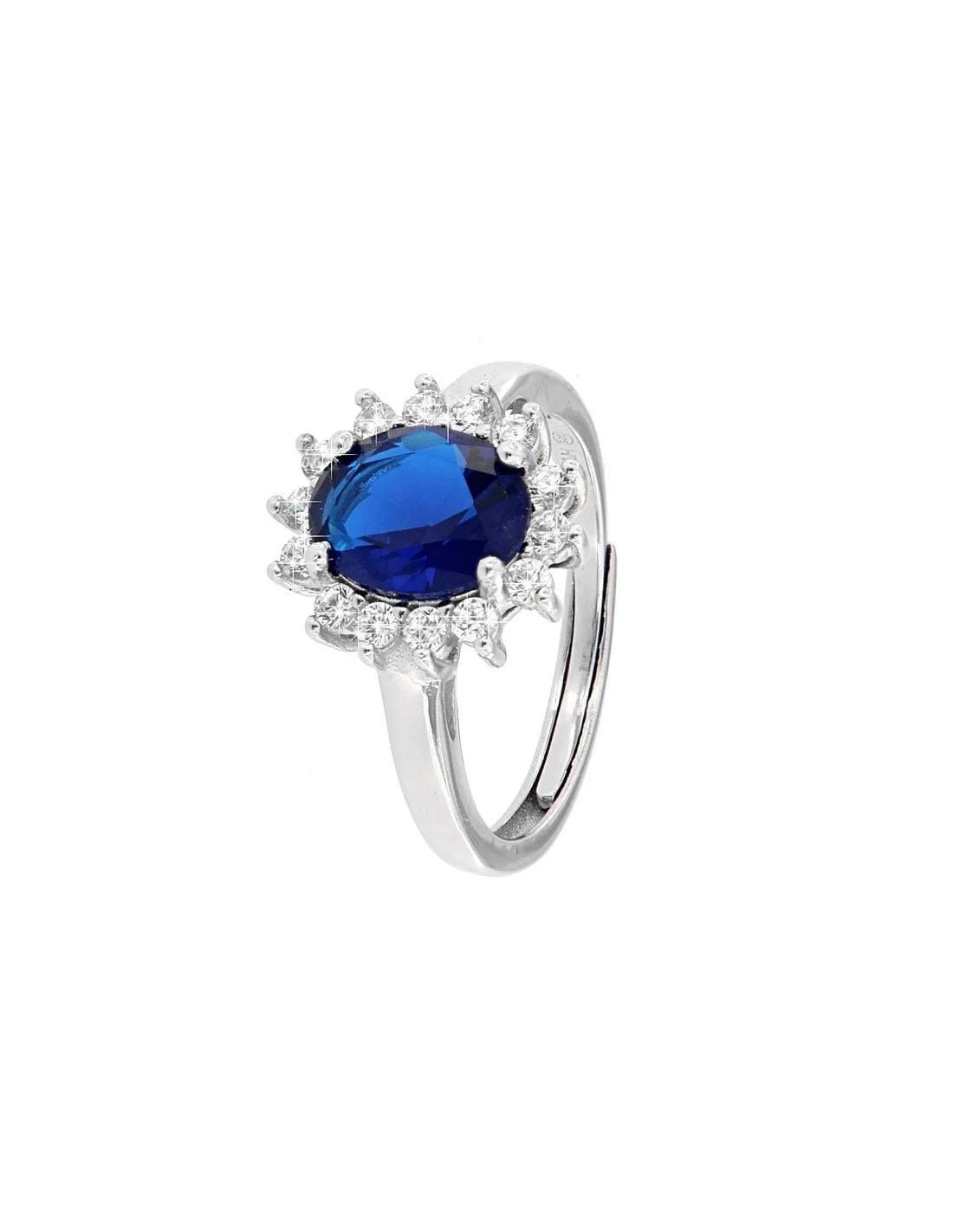 Anello Argento Rodiato Principessa Blu 9x7