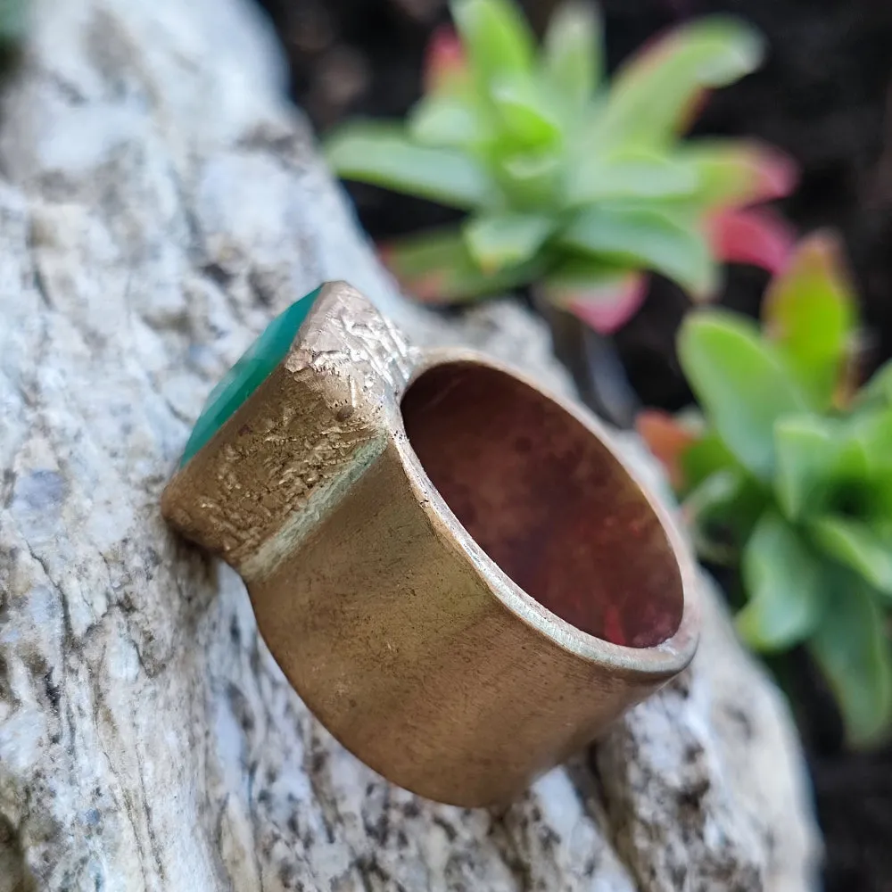 Handcrafted bronze ring with stone - SHAHA