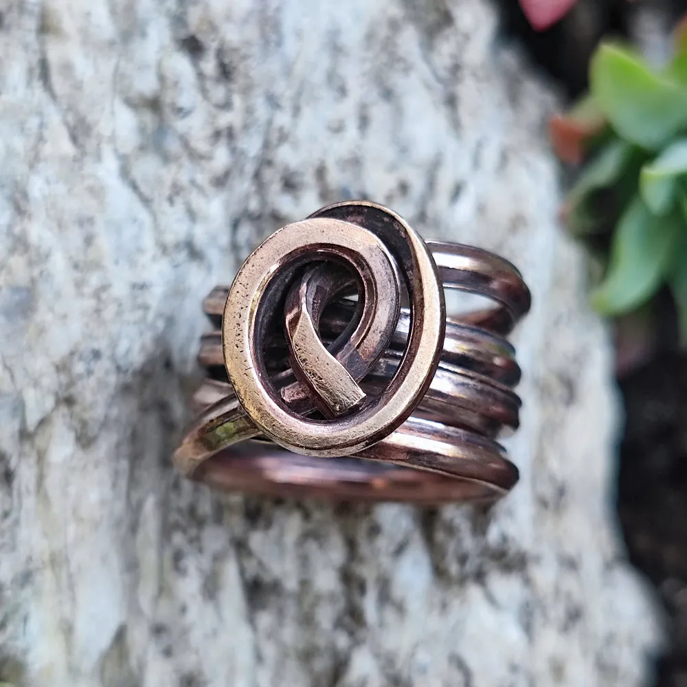 Handcrafted ethnic bronze ring - TEIGART