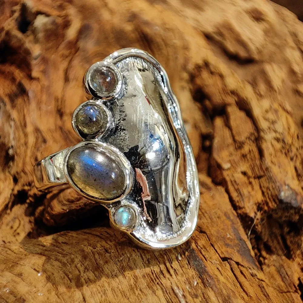Ethnic ring in 925 silver with stone - NOKA