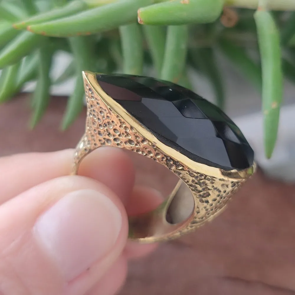 Handcrafted brass RING with STONE - DROP