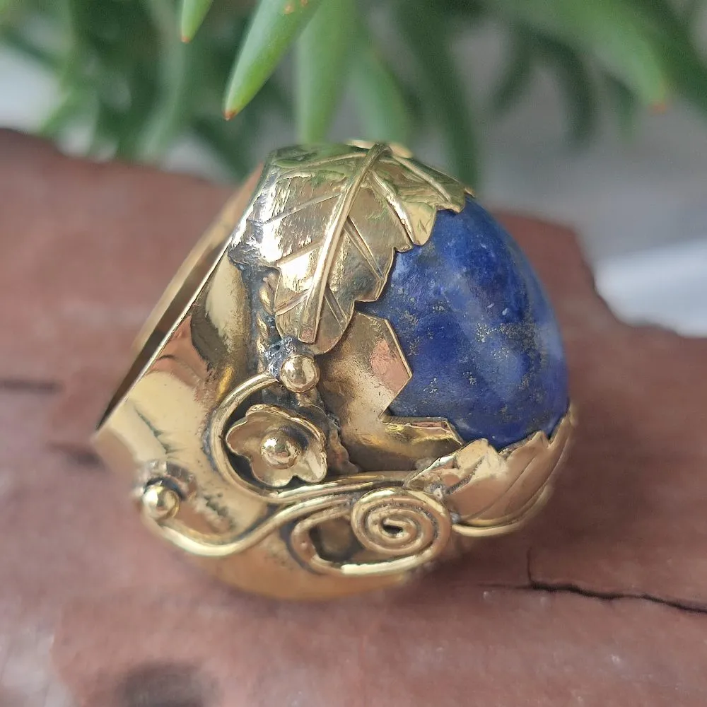 FLORAL RING with brass stone - TULIP