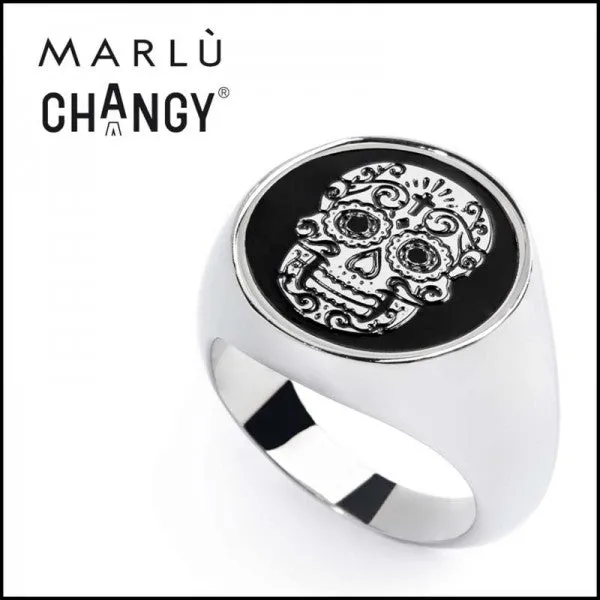 Anello Marlù CHANGY tondo con piastrina Teschio