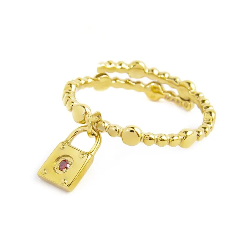 Anello Marlù donna Lucchetto pendente con cristallo rosso
