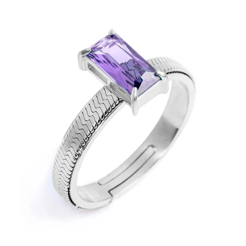 Anello Marlù Donna con zircone baguette Viola