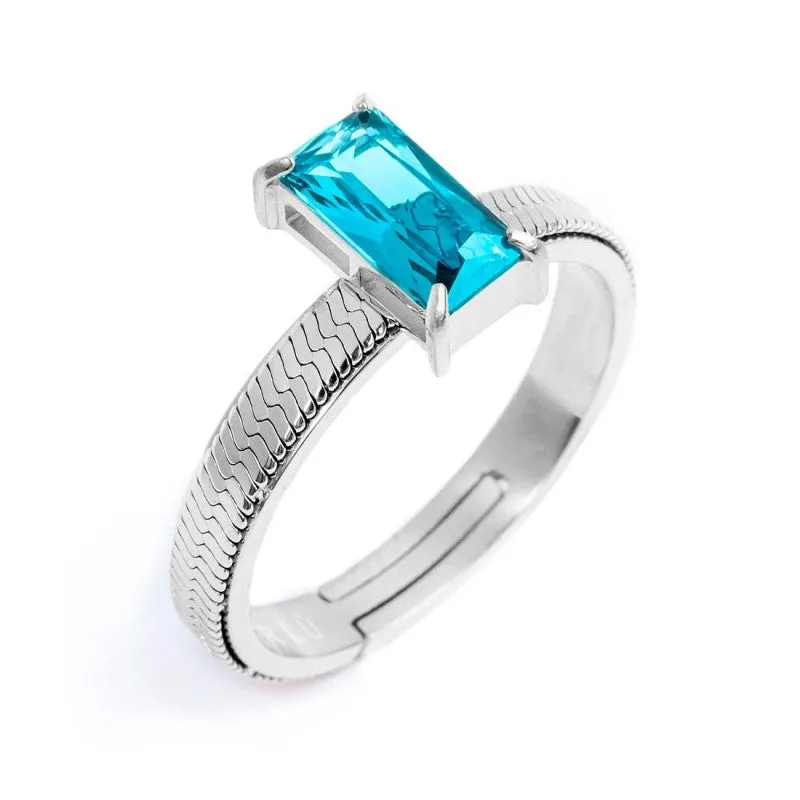 Anello Marlù Donna con zircone baguette Azzurro