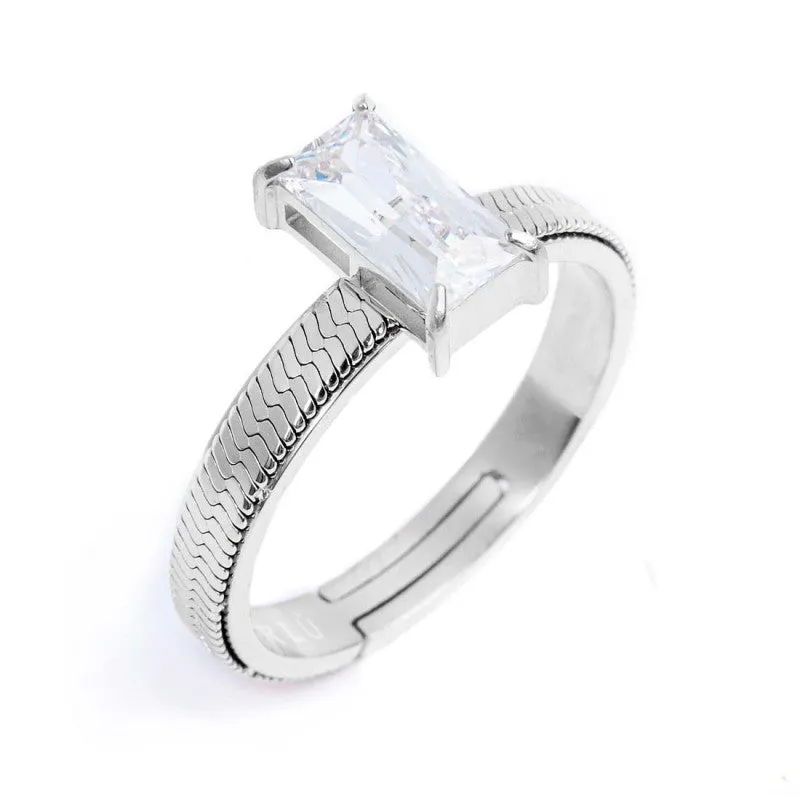 Anello Marlù Donna con zircone baguette Bianco