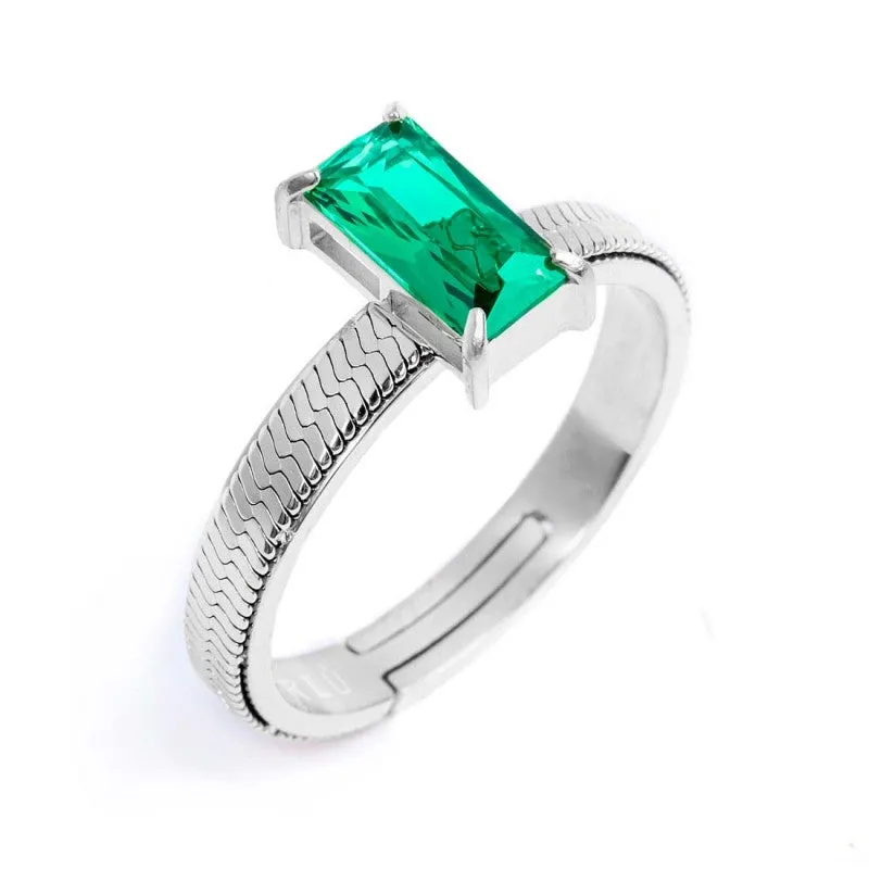 Anello Marlù Donna con zircone baguette Verde