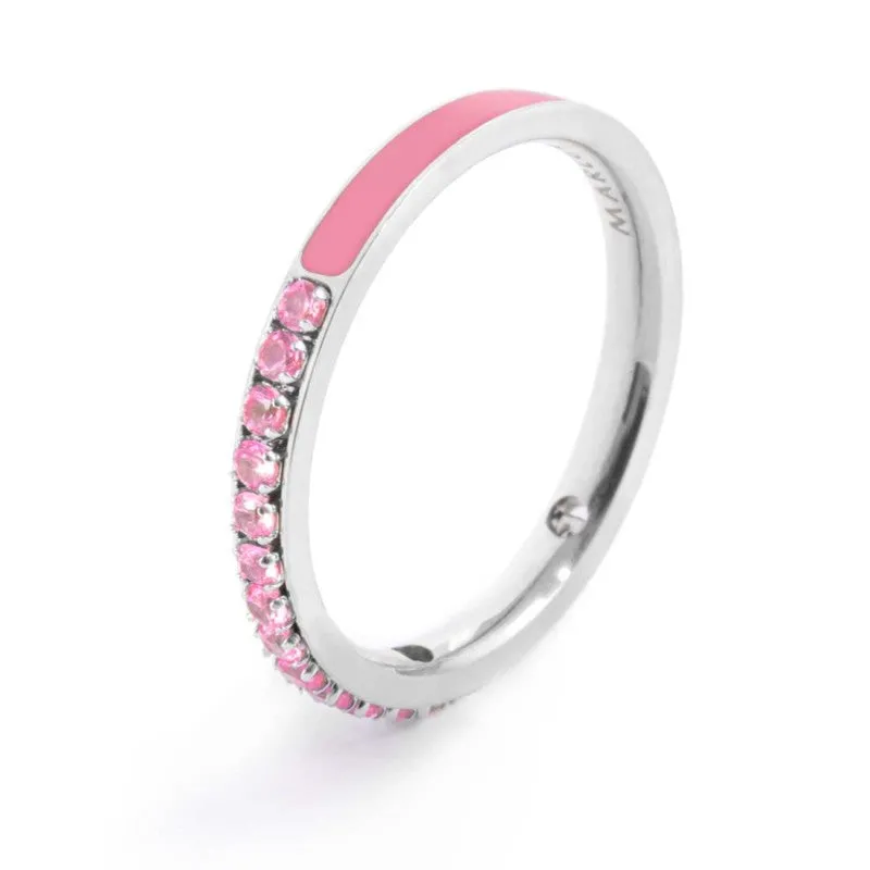 Anello Marlù donna Zirconi e smalto rosa