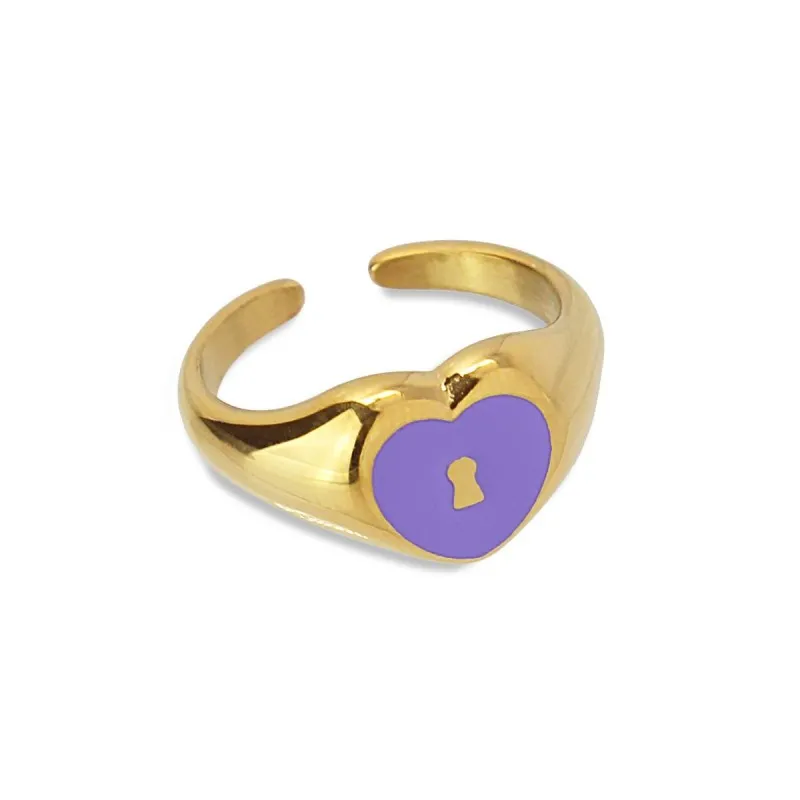 Anello Donna Anartxy Enamel Cuore Lucchetto