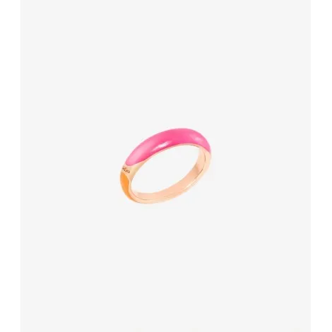 Anello Dodo Collezione Rondelle Argento Bi-Color Smalto Rosa-Arancio
