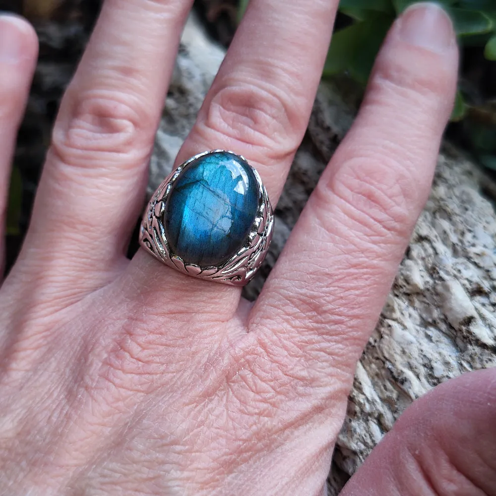 Ethnischer Ring mit Stein aus 925er Silber - RAMPUR