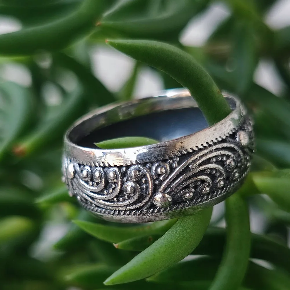 925 Silver Indian Ethnic Band Ring - DAWA