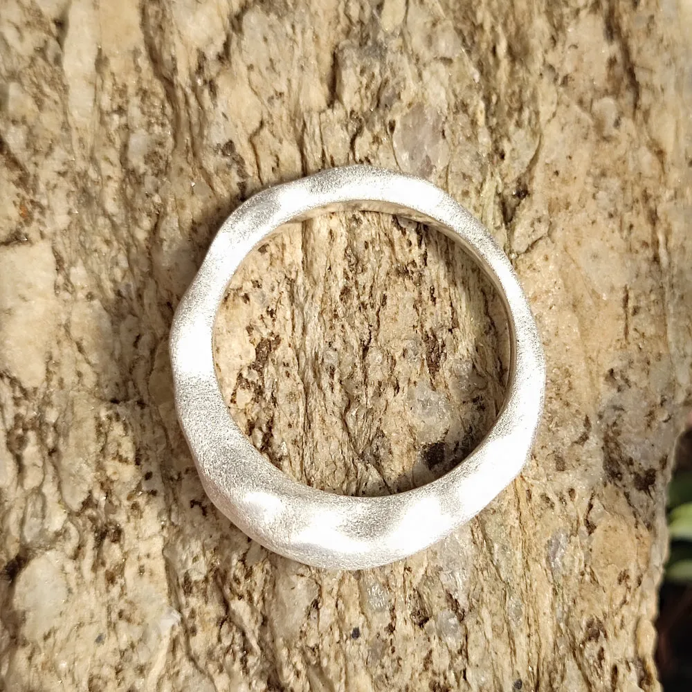 925 Silver Satin Band Wedding Ring - GALIGAMUR