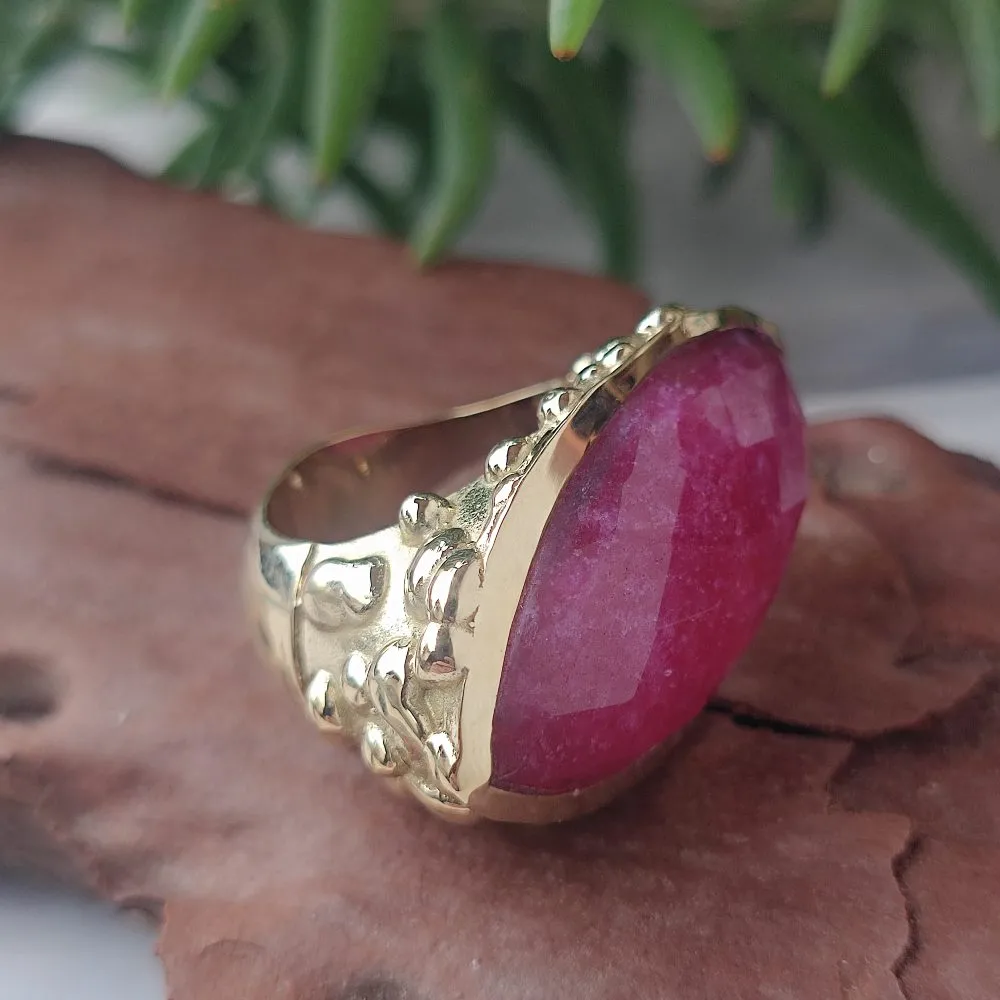 Handcrafted brass RING with STONE - BINDU