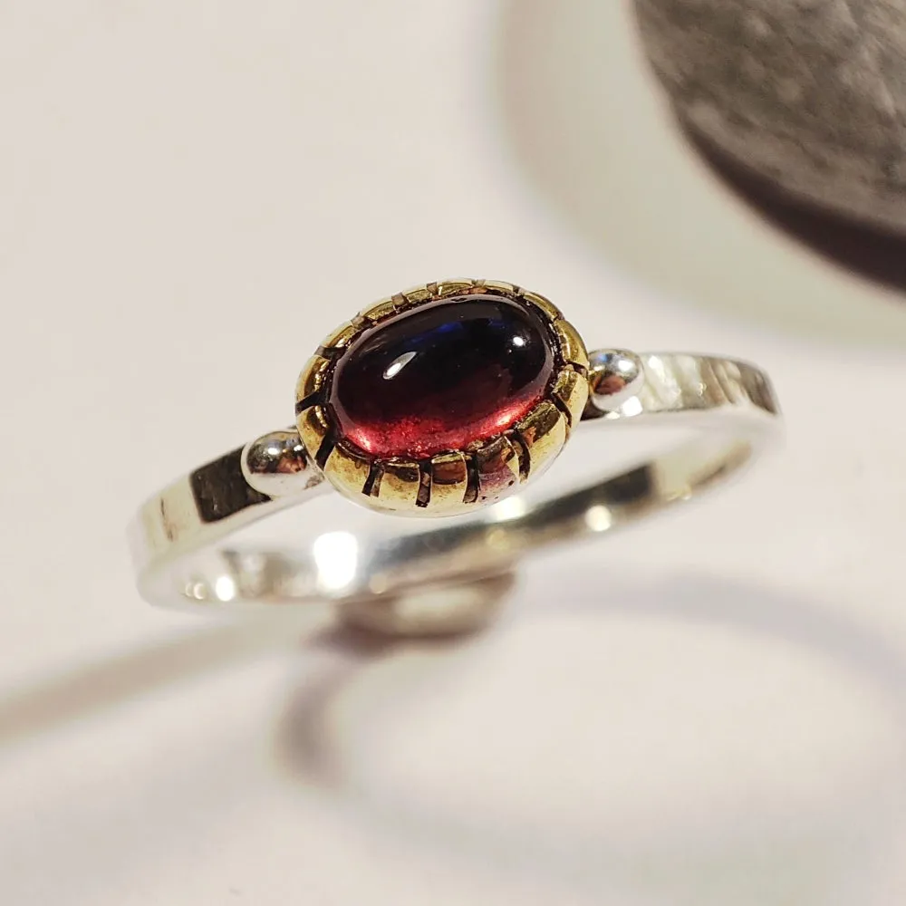 Ethnic ring with stone in 925 silver - BIJNOT