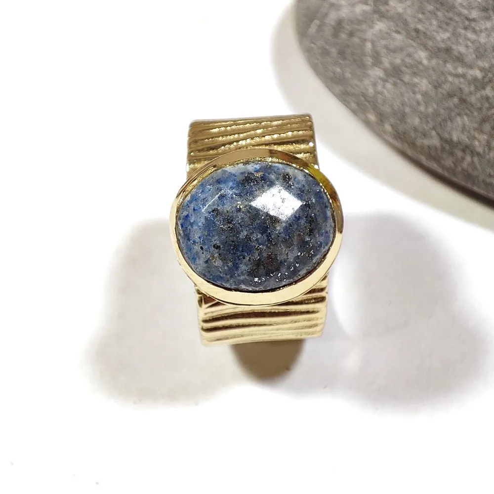 Contemporary brass ring with stone - DUMAS